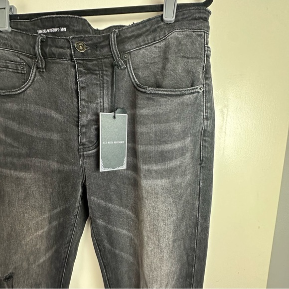 Six Week Residency Washed Black SWR-D01 Distressed ButtonFly Skinny Jeans NWT 36 - Picture 6 of 15